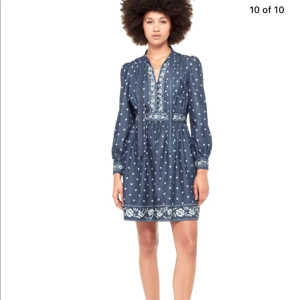 Kate Spade Bandana denim tie neck dress